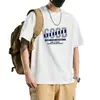 Camiseta de Manga Corta para Hombre, Verano Holgada, Estilo Americano, Estilo Trendy de Hong Kong, Nuevo Estilo Ins, Camiseta de Manga Tres Cuartos, Comercio Transfronterizo