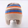 Gorros de Otoño e Invierno para Niños y Niñas, Gorro de Punto a Rayas Versátil y Cálido con Protección para Orejas, Forro Polar y Lana Engrosada