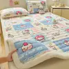Colchoneta Gruesa de Leche Polar Estampada para Invierno, Habitación, Hogar, Tatami, Cojín Suave, Cubierta de Cama Acolchada de Polar Coral Cálido