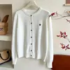 Cardigan Fino de Tricô de Caxemira com Bordado de Pégaso Solto Camada Base para Mulheres Outono/Inverno Top de Lã Solto Emagrecedor