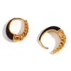 Moda Europeia e Americana Simples de Alta Qualidade Brincos de Aço Titânio Aço Inoxidável Banhado a Ouro 18K Formato de Pera Rosqueado Pequenos Brincos com Gotejamento de Óleo para Mulheres