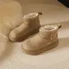 Botas de Nieve para Mujer Bajita con Suela Gruesa para Aumentar la Altura 2026 Invierno Forradas de Terciopelo Botas de Algodón Engrosadas Retro Versátiles Cálidas Zapatos Pan