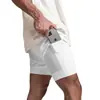 Pantalones cortos de running para hombre, doble capa, estilo dos piezas falsas, deportivos, fitness, transpirables, entrenamiento de baloncesto, pantalones de jogging americanos