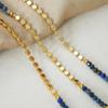 Estilo chic transfronterizo superventas joyería personalizada cuentas redondas costura piedra natural azul hecho a mano collar de acero de titanio con cuentas combinable
