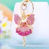Chaveiro de anjo da sorte com strass para carro, acessório de metal fofo para bolsas femininas, chaveiro, pingente em formato de coração, presente