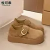 Sapatos Birkenstock de couro genuíno com sola grossa para aumentar a altura e cobertura total para mulheres, novo estilo versátil slip-on loafer para o outono de 2026, estilo popular