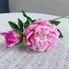 Flores Peônia Artificiais de Alta Qualidade, Hidratantes, com 2 Cabeças, para Casamento, Decoração de Cena Doméstica, Enfeites de Flores Falsas
