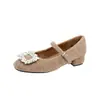 Zapatos Mary Jane de un solo tirante, punta cuadrada pequeña, forro de terciopelo, tacón grueso, cálidos, adelgazantes, con hebilla de diamante, mismo estilo, para mujer, Primavera y Otoño 2026