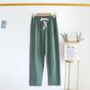 Calças de pijama de malha de algodão feminino de cor sólida primavera e outono novo algodão solto casual respirável calças domésticas para uso externo