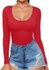Camiseta Sexy de Manga Larga con Escote Bajo Ajustada a la Figura con Lazo en la Cintura para Mujer Estilo Europeo y Americano Amazon 2024