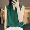 26 Camisola de Verano Más Vendida con Cuello en V para Mujer, Estilo Coreano sin Mangas Holgada Adelgazante, Adecuada para Usar en Capas o Sola, Top de Color Sólido