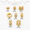 Contas Espaçadoras Perfuradas Pequenas em Forma de Cintura Inlaid com Zircônia Cobre Banhado a Ouro 18K Acessórios de Contas para Pulseira de Cristal DIY Colar