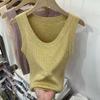Camisola de Punto Suave y Fina para Mujer, Mezcla de Lana, Delgada con Cuello en U, Ropa Interior Sexy sin Mangas