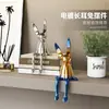 Ornamento de Coelho de Orelhas Longas Galvanizado de Luxo Leve, Decoração de Mesa para Sala de Estar, Rack de TV, Barzinho, Entrada, Decoração de Casa de Alto Padrão para Nicho