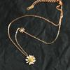 [Aço titânio] Colar de margarida estilo coreano ins Niche Design Internet Celebrity Mori Style Light Luxury Clavicle Chain Colar Jóias
