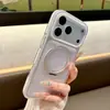 Funda magnética de cristal de hielo para iPhone 18 Promax con soporte giratorio, funda protectora anti-caídas de dos colores para Apple 17