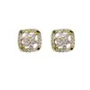 Pendientes Cuadrados de Zirconia Super Brillantes con Diseño de Flor Hueca, Pendientes Pequeños Exquisitos de Lujo Ligero a la Moda, Accesorios Versátiles Únicos para Orejas de Nicho