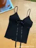Conjunto Estilo Pura-Desejo para o Verão para Garotas Quentes: Camisola Patchwork com Laço de Renda, Alças Traseiras Sexy e Bojos Confortáveis para Usar por Cima