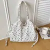 Bolsa de Tecido Estrela Estilo Coreano Portátil Feminina Grande Capacidade Estilo Ins Moda Bolsa de Ombro Estilo Preguiçoso Estampa de Leopardo Bolsa de Compras para Sair às Compras