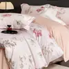 13376 Conjunto de Quatro Peças em Sarja de Algodão Estampado Estilo Pastoral Fresco Algodão Puro 40S Capa de Edredom Lençol de Cama Têxtil para Casa de Nantong