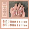 Usa uñas postizas de fiesta para estudiante de niña de dibujos animados cortas, medianas y largas de color sólido, 24 piezas de talla única, parche de uñas removible
