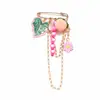 Broche de Folha de Pêssego Pintada com Borla Doce e Fofo com Elementos de Frutas Doces e Picantes, Acessório de Roupa para Cintura