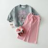 Moletom Feminino Bordado Laço Menina Roupas de Outono Bebê Menina Moletom Pulôver Coelho Fofo