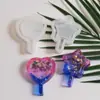 Molde de Silicona para Llavero de Arena Fluida con Forma de Corazón de Resina de Cristal de Amapola y Pentagrama