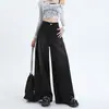 Jeans de Pierna Ancha Más Vendidos Pantalones Acampanados para Mujer Azul Oscuro Lavado Cintura Alta Pantalones Largos Hasta el Suelo Moda Retro Caída Azul Oscuro