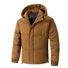 Jaqueta de inverno masculina tamanho grande, nova, de corte solto, transfronteiriça, com capuz, cor sólida, curta, quente, de algodão