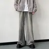 Jeans de mezclilla retro para hombre, marca de moda, corte holgado, estilo americano, lavados y desgastados, moda urbana, pierna ancha, ligeramente acampanados, pantalones hasta el suelo