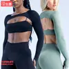 Dfyne Chal de Manga Larga Transfronterizo Ropa de Yoga Deportiva Secado Rápido Espalda Descubierta Top de Fitness Ropa Deportiva de Running y Entrenamiento para Mujeres