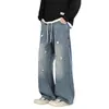 Personalizado/Primavera 2026 Nuevo Streetwear Pantalones Vaqueros Rectos Versátiles Talla Grande con Pintura Salpicada y Puntos HKN