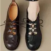 Zapatos de Salón de Cuero Suave Estilo Nuevo Lujo Ligero Estilo Británico Retro de Tacón Medio con Corte Profundo para Mujer, Zapatos de Cordones de Cuero Versátiles para Primavera y Verano para Mujer