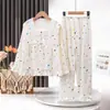 Pijama de Algodón Nube para Niñas, Conjunto de Ropa para el Hogar de Manga Larga Fino Estilo Princesa para Niñas Mayores, Primavera y Otoño