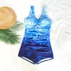 2026 Novo Maiô Feminino Peça Única Boyshort Escondendo a Barriga Emagrecedor Conservador Floral Decoração para Piscina de Águas Termais Estilo Emagrecedor