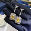 TikTok Live Design de joias de alta qualidade Asche Colar de diamante amarelo Brincos longos de tesouro de cor Anel aberto para mulheres