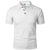 Nueva Camiseta de Verano Paul Manga Corta Manga Corta Malla de Alta Gama Seda Helada Camiseta de Manga Corta Camisa para Hombre Cuello de Camisa Verano Color Sólido