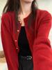 Cardigan de malha de cor sólida estilo coreano estilo suave feminino 2024 novo outono e inverno solto gola redonda casaco 262