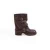 Botas Martin de cor uva estilo britânico com sola grossa, fivela, plissadas, de cano médio para mulheres, novas botas curtas de cavaleiro empilhadas para outono e inverno