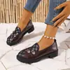 Comercio exterior transfronterizo talla grande otoño 2026 nuevos mocasines de suela gruesa y tacón grueso para mujer, zapatos de cuero slip-on estilo británico