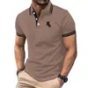 Camisa Polo Masculina Casual de Verão Respirável com Estampa 3D de Coqueiros, Manga Curta, Gola Polo, Moda Tendência e Versátil