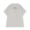 ALINDM Blusa Holgada con Cuello Talla Grande para Mujer, Camisa Polo de Verano 100kg Elegante de Manga Corta