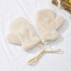 Nuevos Guantes Infantiles de Otoño e Invierno, Piel Sintética de Conejo de Felpa, Engrosados con Forro Polar, Guantes para Bebé para Niños y Niñas, Manoplas con Correa para el Cuello