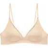 Sujetador de copa triangular francés con tirante fino, cómodo, estilo verano fino, adelgazante, sin costuras, invisible, base líquida, sujetador para mujer