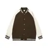320g marca de moda cuello alto uniforme de béisbol combinación de colores abrigo holgado casual cómodo para hombres y mujeres tendencia retro americana