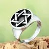 Anillo de estrella de seis puntas de acero inoxidable Joyería para hombre de personalidad europea y americana Anillo de acero de titanio punk retro al por mayor
