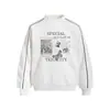 Sudadera con Estampado de Rapero Americano Puntada de Contraste Cuello Redondo Holgada Casual Primavera Otoño Suéter para Hombre Ropa Deportiva Tendencia Urbana