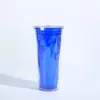 Venta Directa de Fábrica Taza de Plástico con Popote de Diamante de Doble Pared 16oz 24oz Venta al por Mayor Personalizada Taza de Agua Portátil de Gran Capacidad