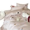 Estilo Lindo 100S Algodón Puro Algodón de Fibra Larga Cama Juego de Tres o Cuatro Piezas Toalla de Dibujos Animados Bordado Algodón Puro Cama Sábanas Funda de Edredón Ropa de Cama